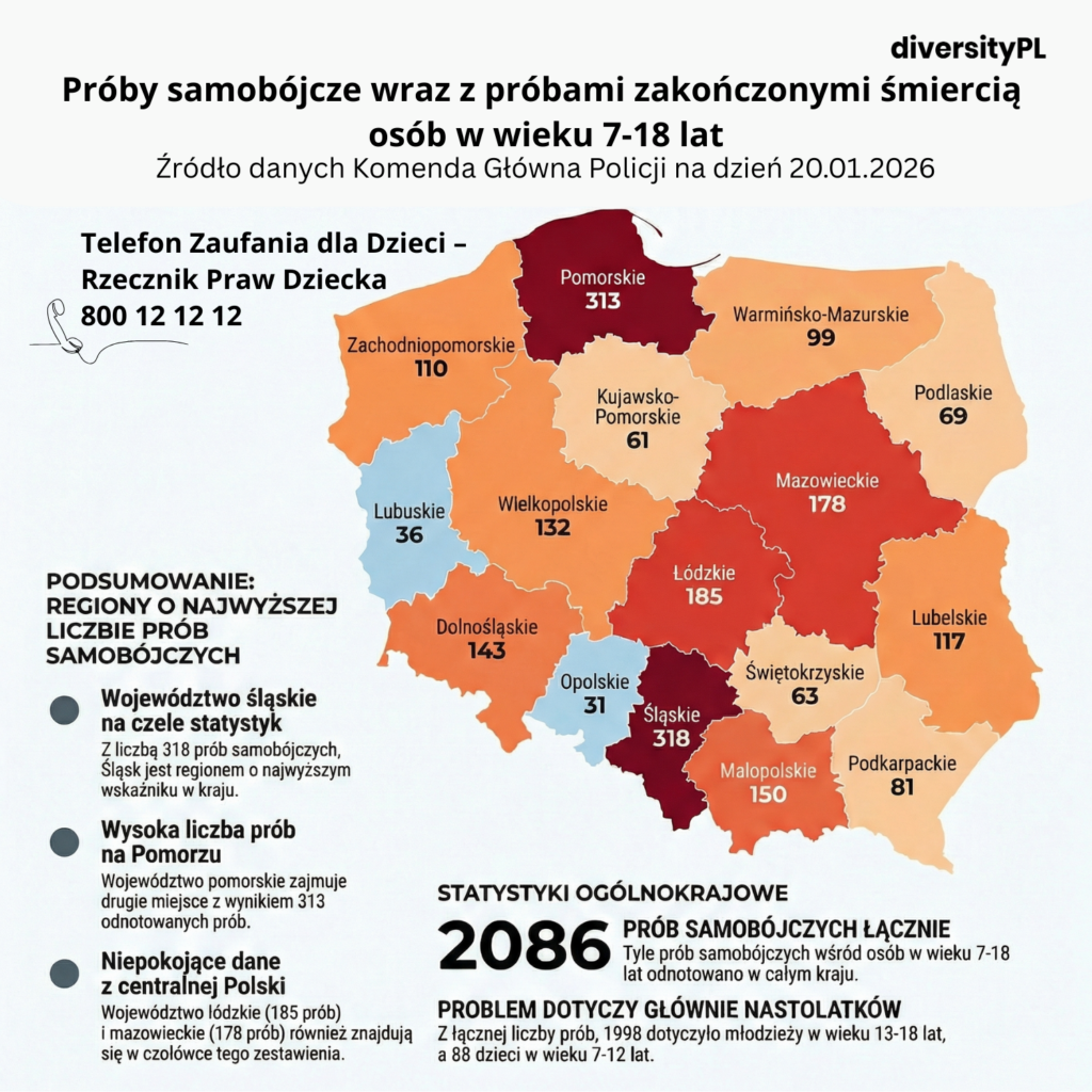 próby samobójcze ze śmiercią samobójczą dzieci i młodzieży